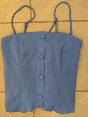 Abercrombie & Fitch Strapless Cropped Tailored Vest in Marine Blue